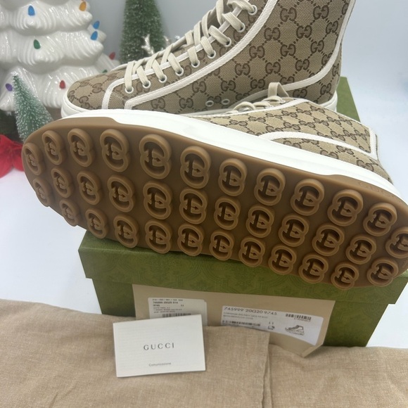 Gucci Beige and White High-Top platform Sneakers size 11 made in Italy - Picture 6 of 10